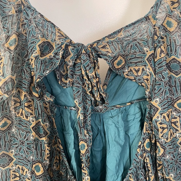 Anthropologie Blue and Brown Patterned Mini Dress - Picture 14 of 16